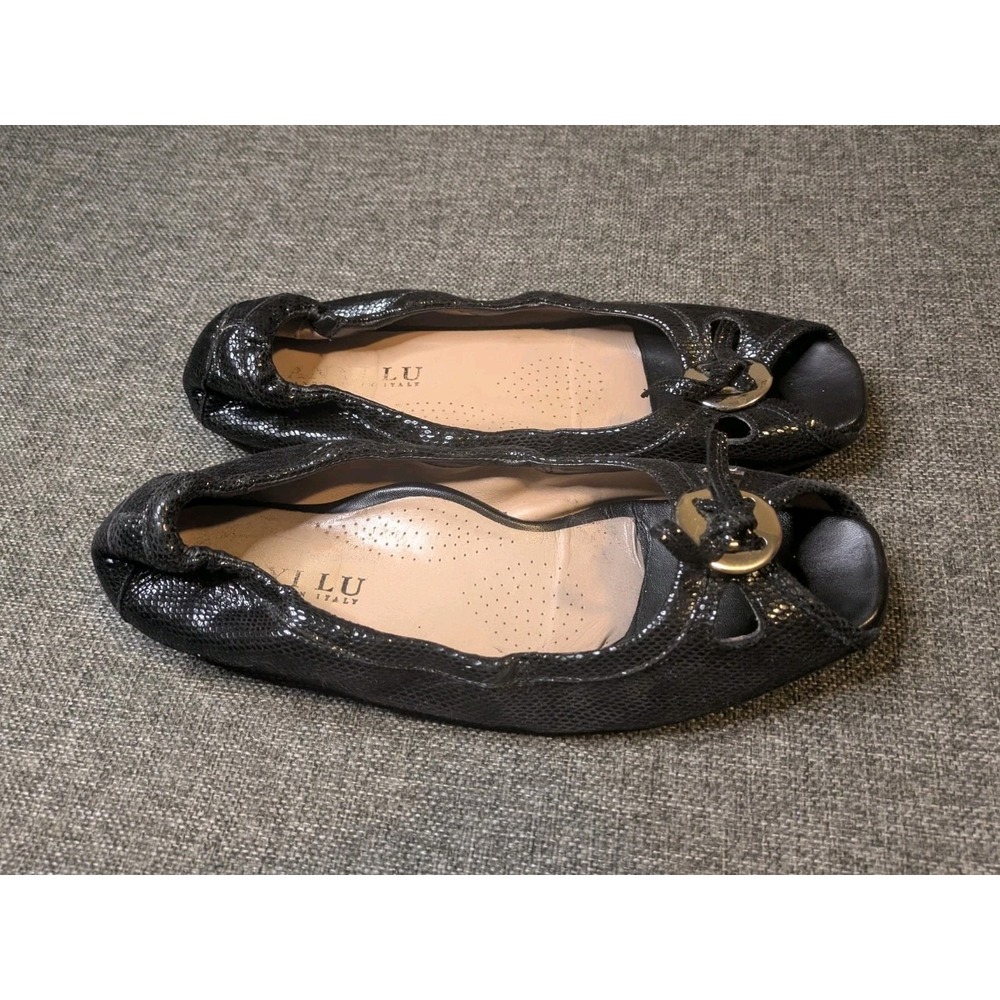 ANYI LU HARMONY Peep-toe Ballet Flat Metallic Leather EU 40 / US 9 / 9.5 Shoes